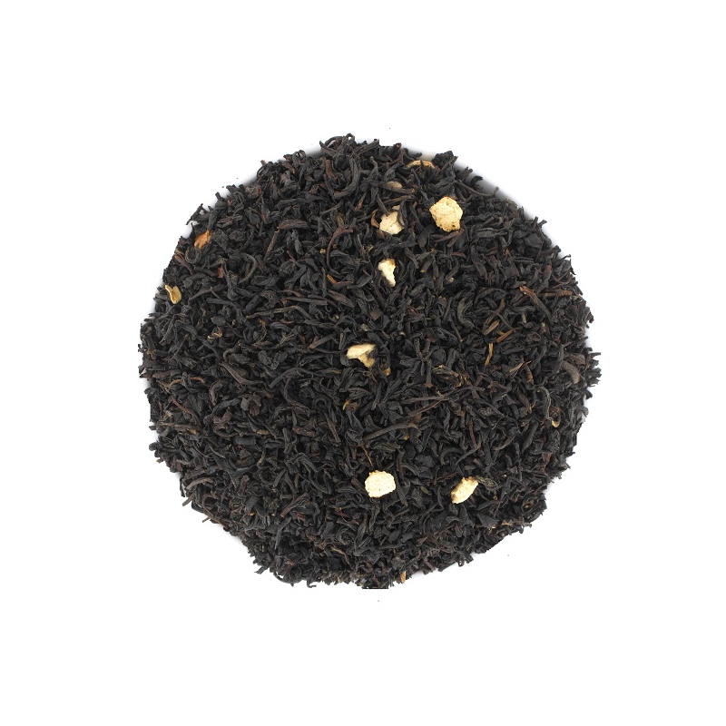 Mélange de thés noirs, écorces d'orange, citron, citron vert et bergamote, pour un thé aux agrumes vifs